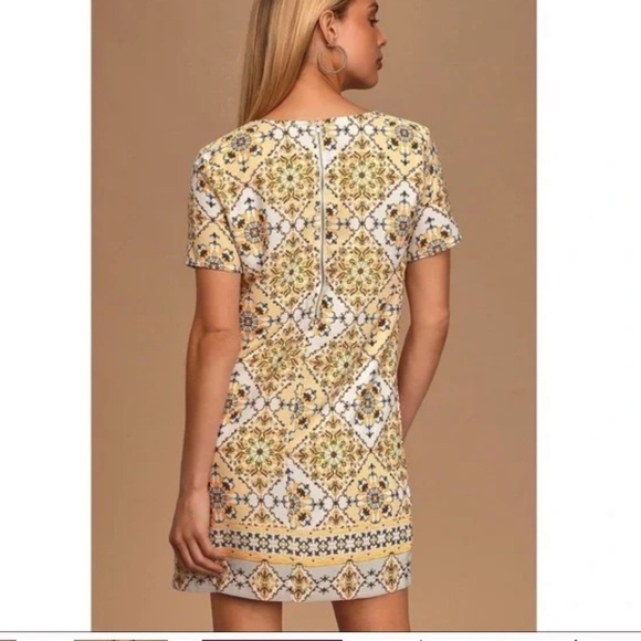 Lulus Dandy Lion Yellow Print Mini Dress S - Picture 3 of 11